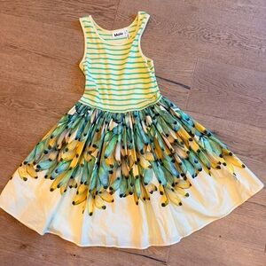 Molo Green & Yellow Banana-Print Girls Dress